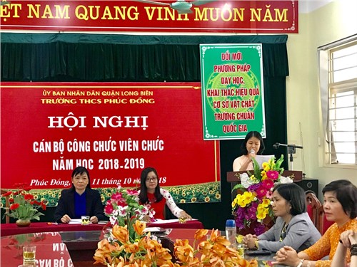 Trường THCS Phúc Đồng tổ chức Hội nghị cán bộ công chức viên chức năm học 2018-2019